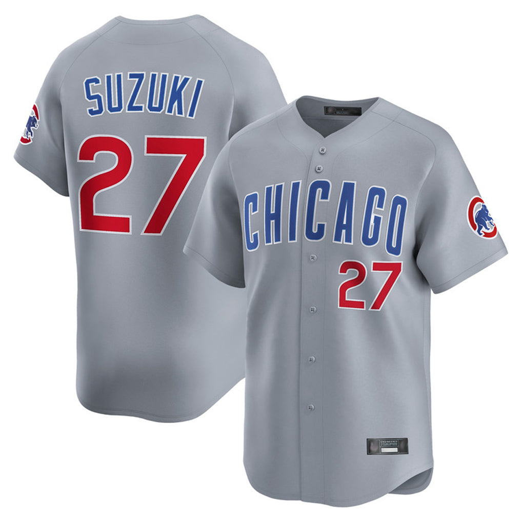 C.Cubs #27 Seiya Suzuki Player Gray Road Limited Home Edoa Stitched Jerseys
