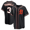 D.Tigers #3 Alan Trammell Player Black Fashion Out Home Game Edoa Stitched Jerseys
