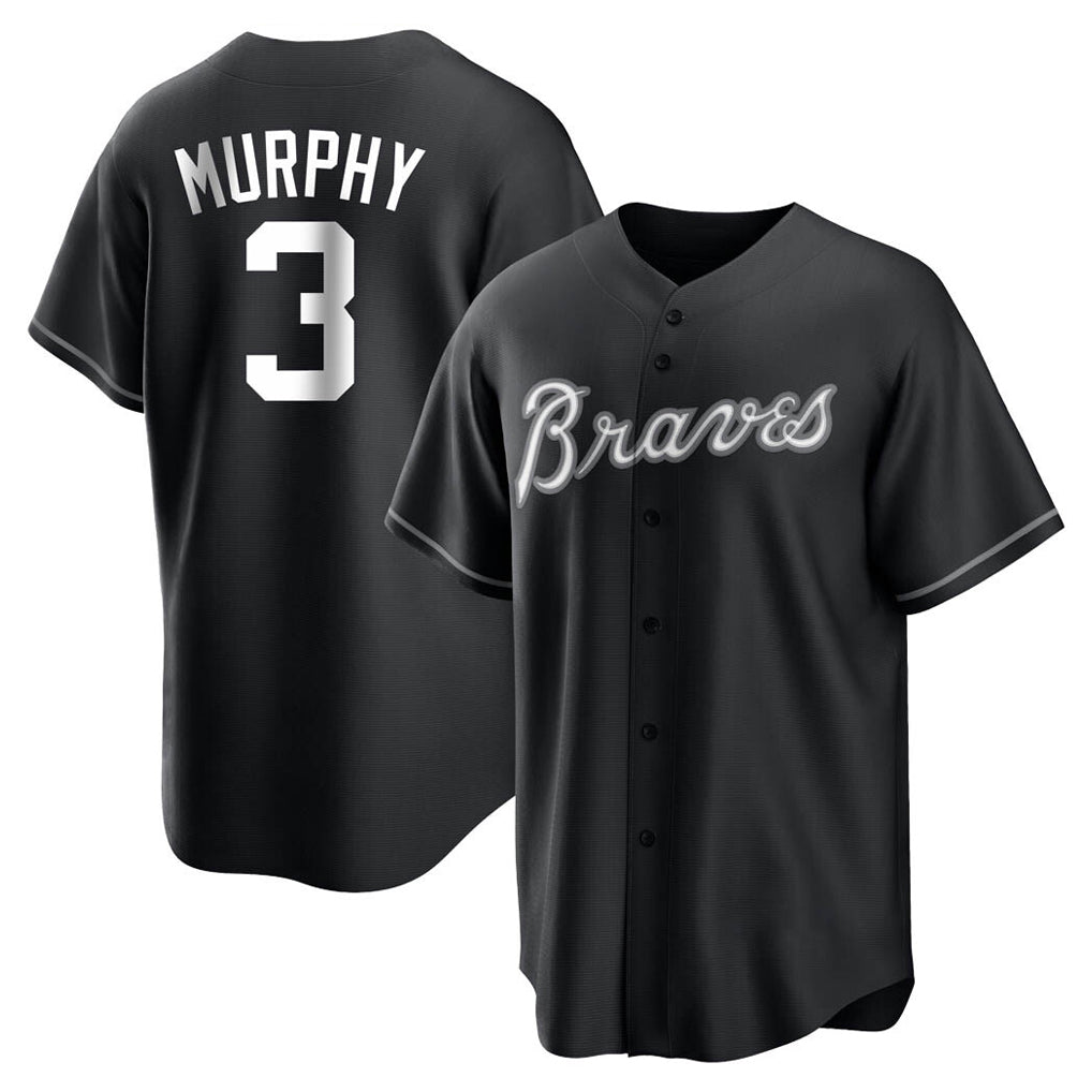 A.Braves #3 Dale Murphy Player Black Home Game Edoa Stitched Jerseys