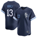 KC.Royals #13 Salvador Perez Player Navy City Connect Limited Home Edoa Stitched Jerseys