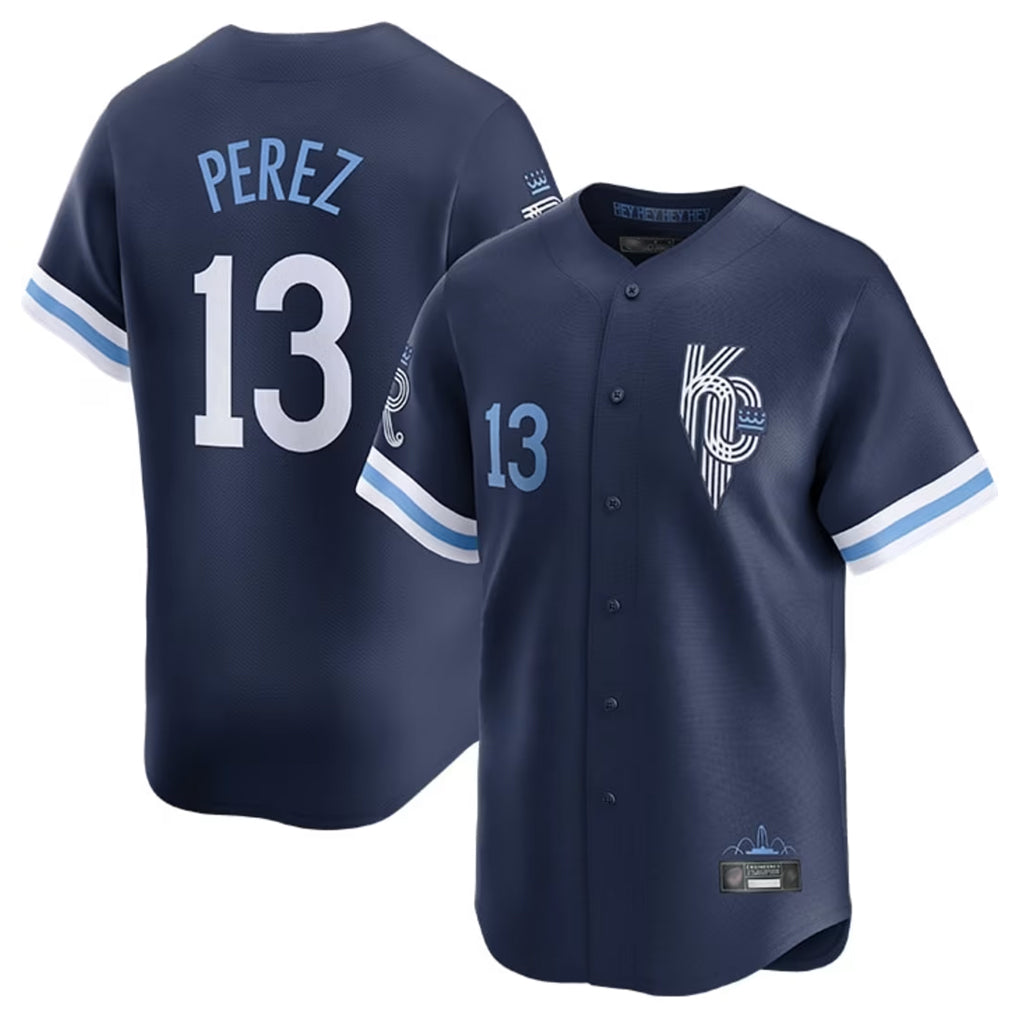 KC.Royals #13 Salvador Perez Player Navy City Connect Limited Home Edoa Stitched Jerseys