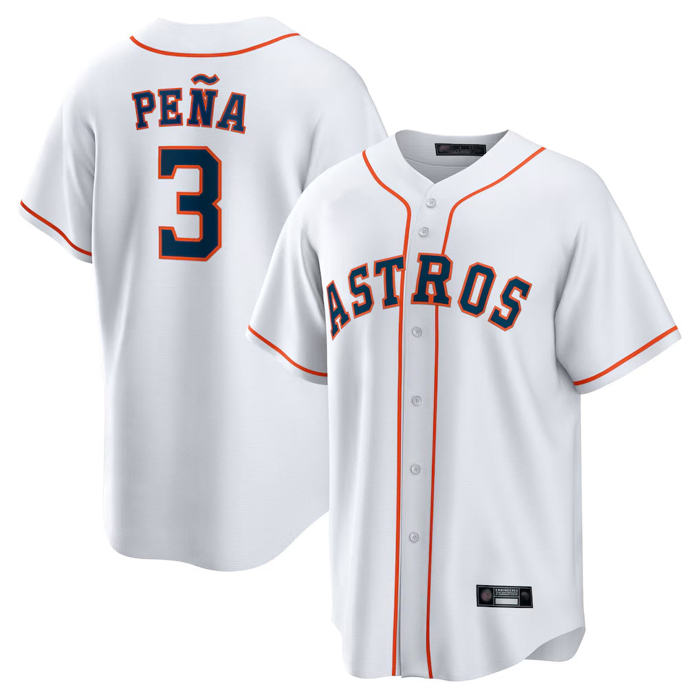 H.Astros #3 Jeremy Pe?a Player White Home Game Edoa Stitched Jerseys