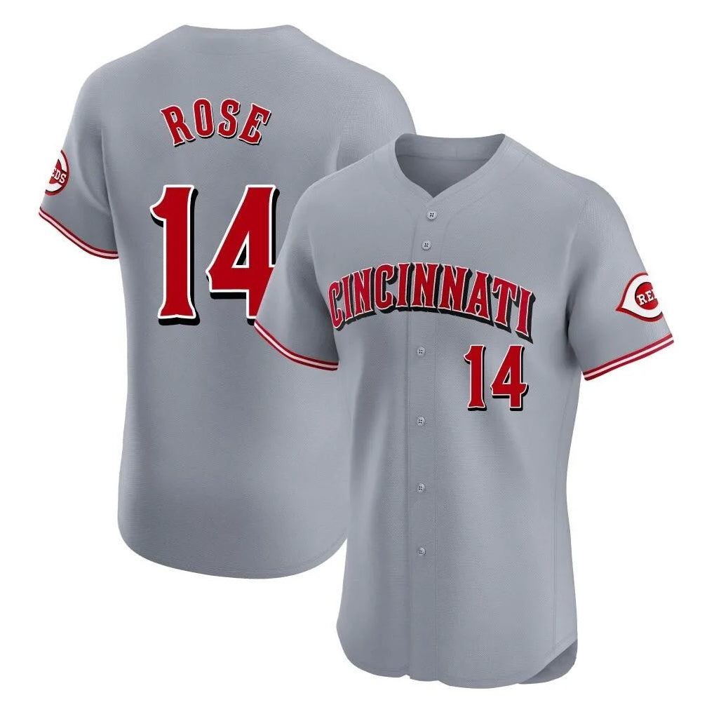 C.Reds #14 Pete Rose Player Gray Limited Elite Home Edoa Stitched Jerseys
