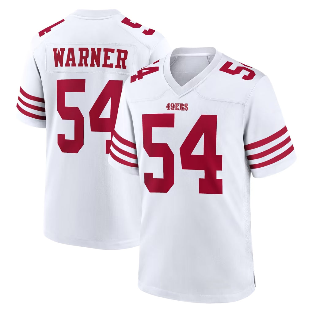 SF.49ers #54 Fred Warner Player White Game Home Edoa Stitched Jerseys