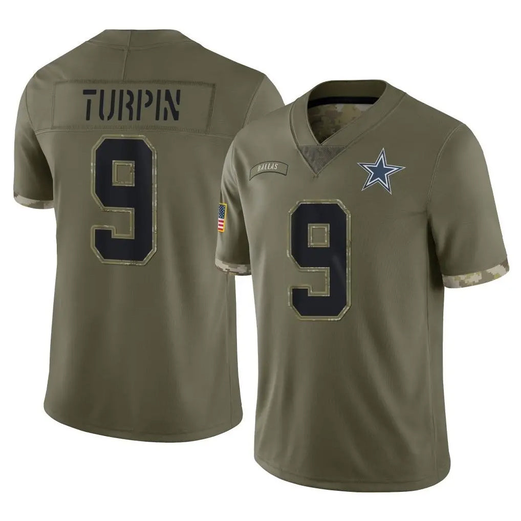 D.Cowboys #9 KaVontae Turpin Player Olive Salute to Service Limited Game Edoa Stitched Jerseys