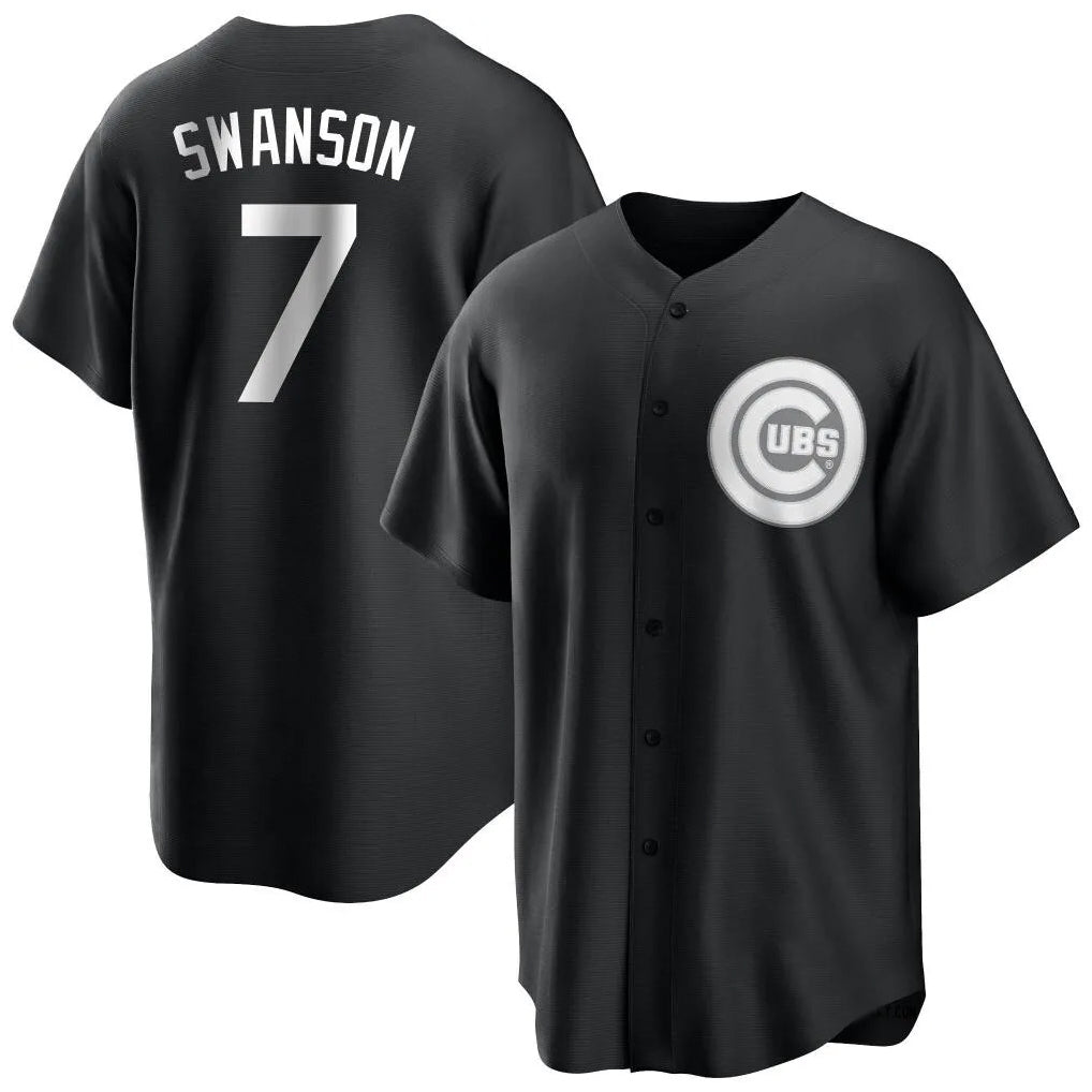 C.Cubs #7 Dansby Swanson Player Black Game Edoa Stitched Jerseys