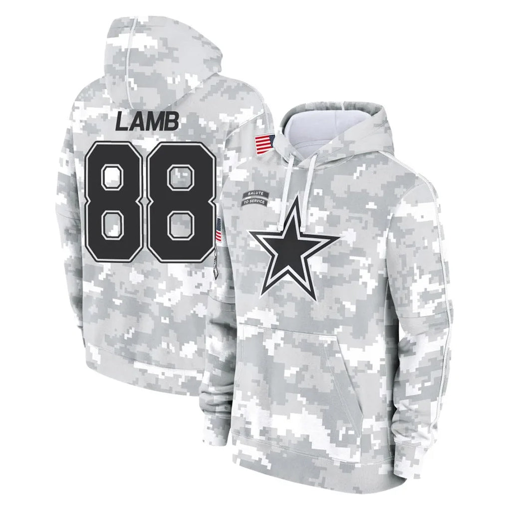 D.Cowboys #88 CeeDee Lamb Player Arctic Camo Salute to Service Hoodies Limited Game Edoa Stitched Jerseys
