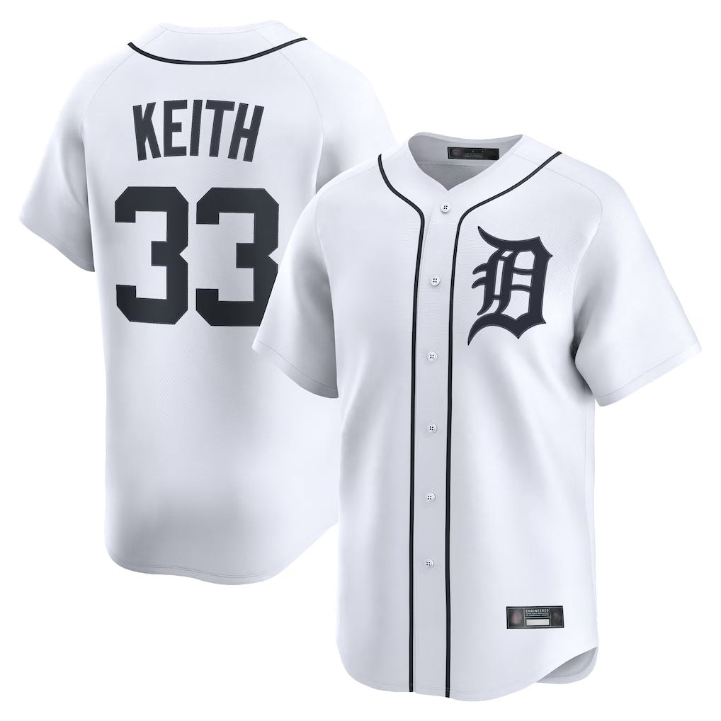 D.Tigers #33 Colt Keith Player White Home Limited Edoa Stitched Jerseys