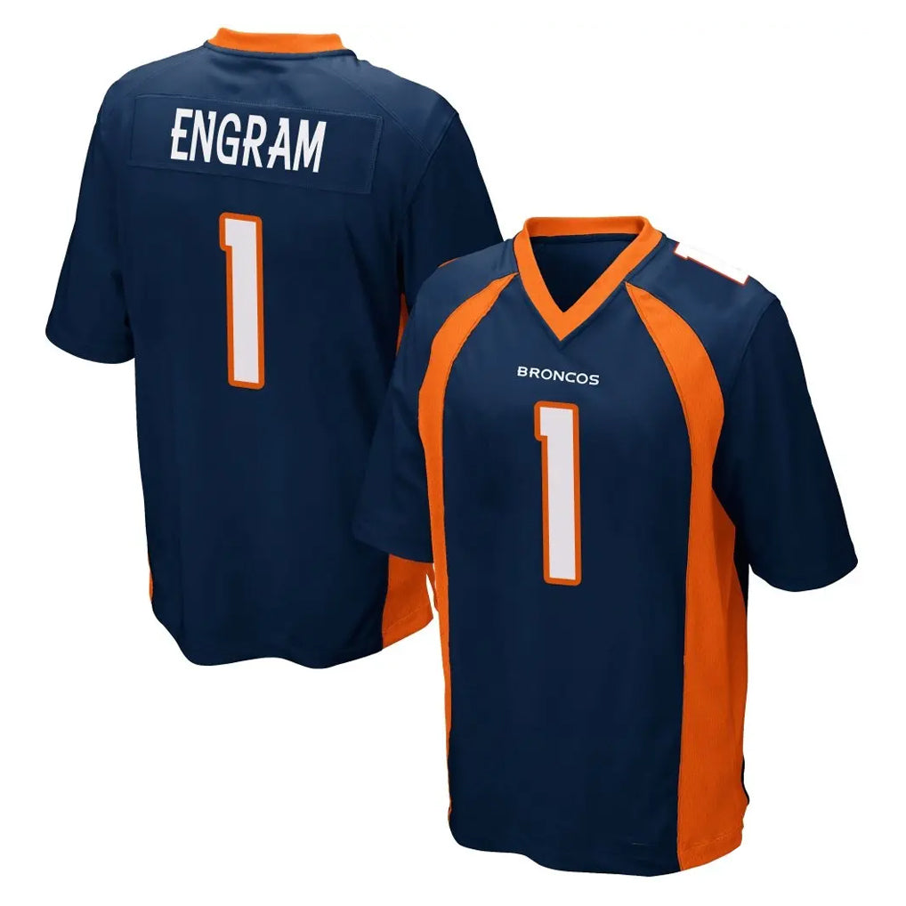 D.Broncos #1 Evan Engram Player Navy Game Edoa Stitched Jerseys