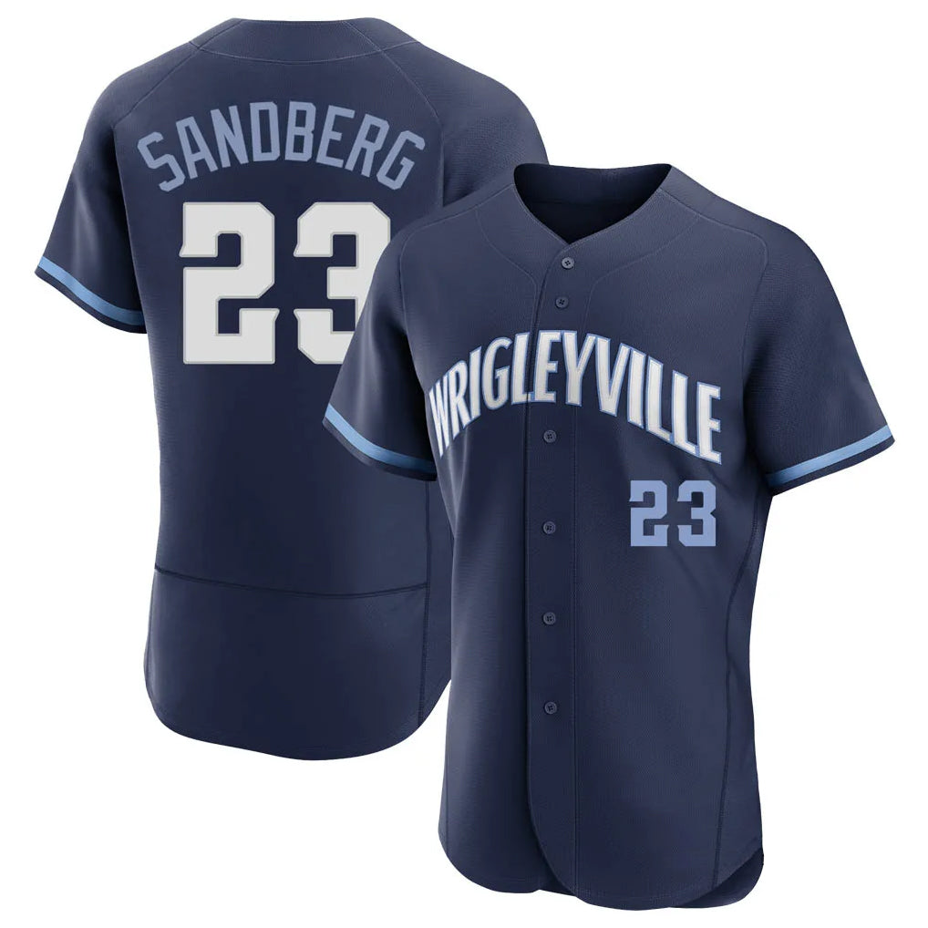 C.Cubs #23 Ryne Sandberg Player Navy City Connect Limited Elite Home Edoa Stitched Jerseys