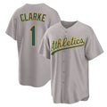 Athletics #1 Denzel Clarke Player Gray Home Game Edoa Stitched Jerseys