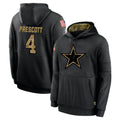D.Cowboys #4 Dak Prescott Player Black Salute to Service Pullover Hoodies Limited Edoa Stitched Jerseys