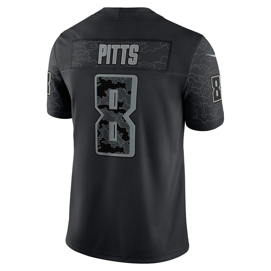A.Falcons #8 Kyle Pitts Sr. Player Black RFLCTV Limited Edoa Stitched Jerseys