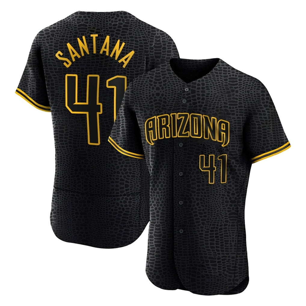 A.Diamondbacks #41 Carlos Santana Player Black Snake Skin City Limited Elite Home Game Edoa Stitched Jerseys