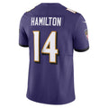 B.Ravens #14 Kyle Hamilton Player Purple Vapor F.U.S.E. Limited Elite Home Game Edoa Stitched Jerseys
