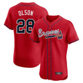 A.Braves #28 Matt Olson Player Red Limited Elite Home Game Edoa Stitched Jerseys