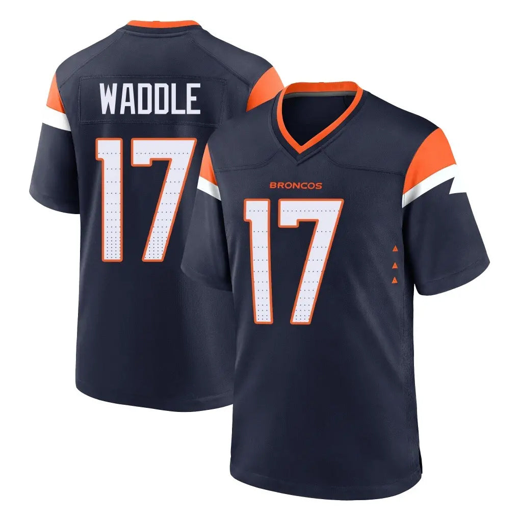 D.Broncos #17 Jaylen Waddle Player Navy Home Game Edoa Stitched Jerseys