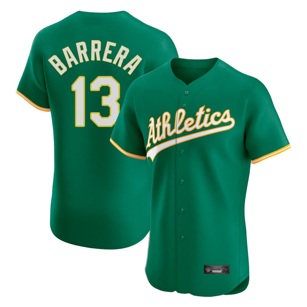 Athletics #13 Luis Barrera Player Kelly Green Limited Elite Home Game Edoa Stitched Jerseys