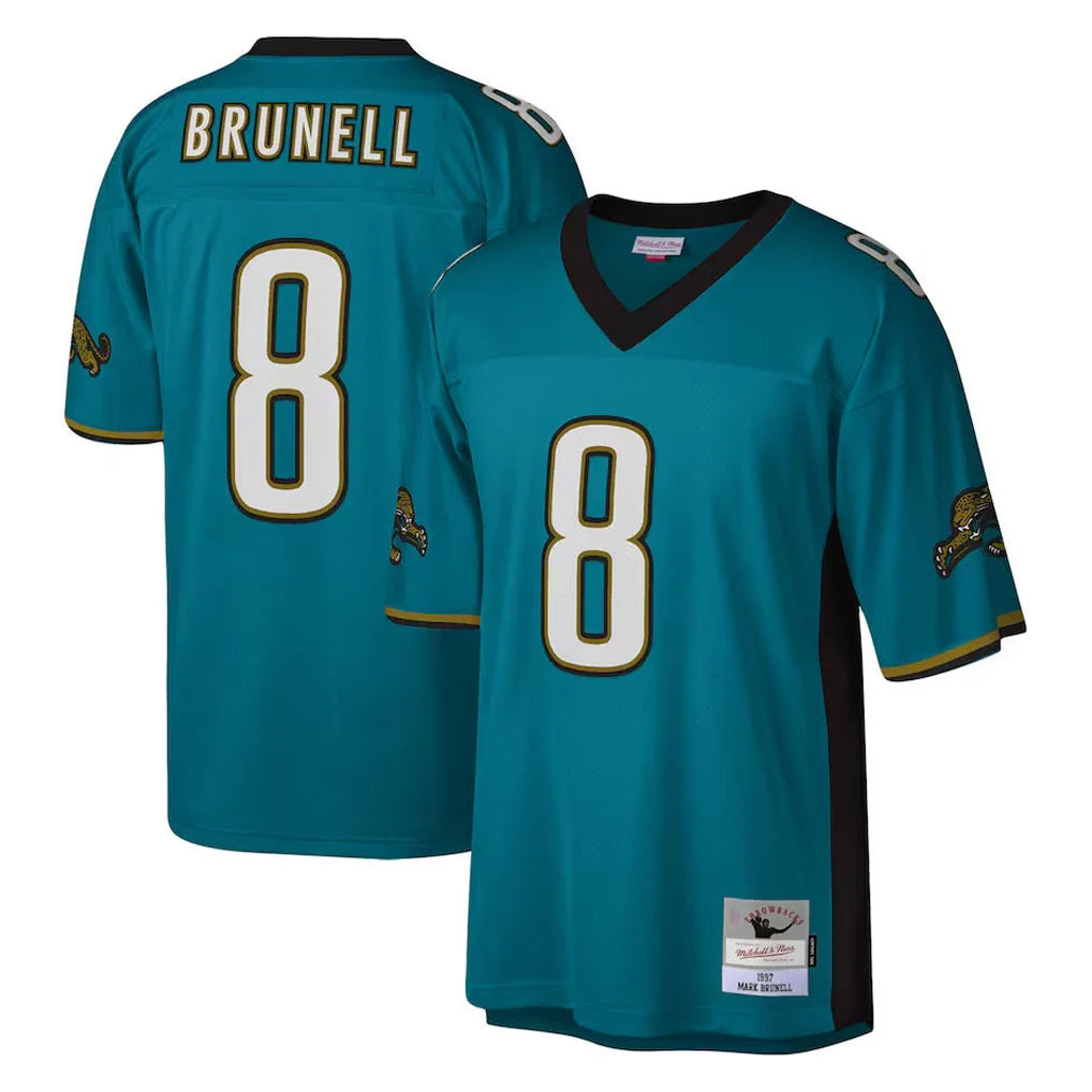J.Jaguars #8 Mark Brunell?Player Teal Mitchell & Ness Legacy Home Game Edoa Stitched Jerseys