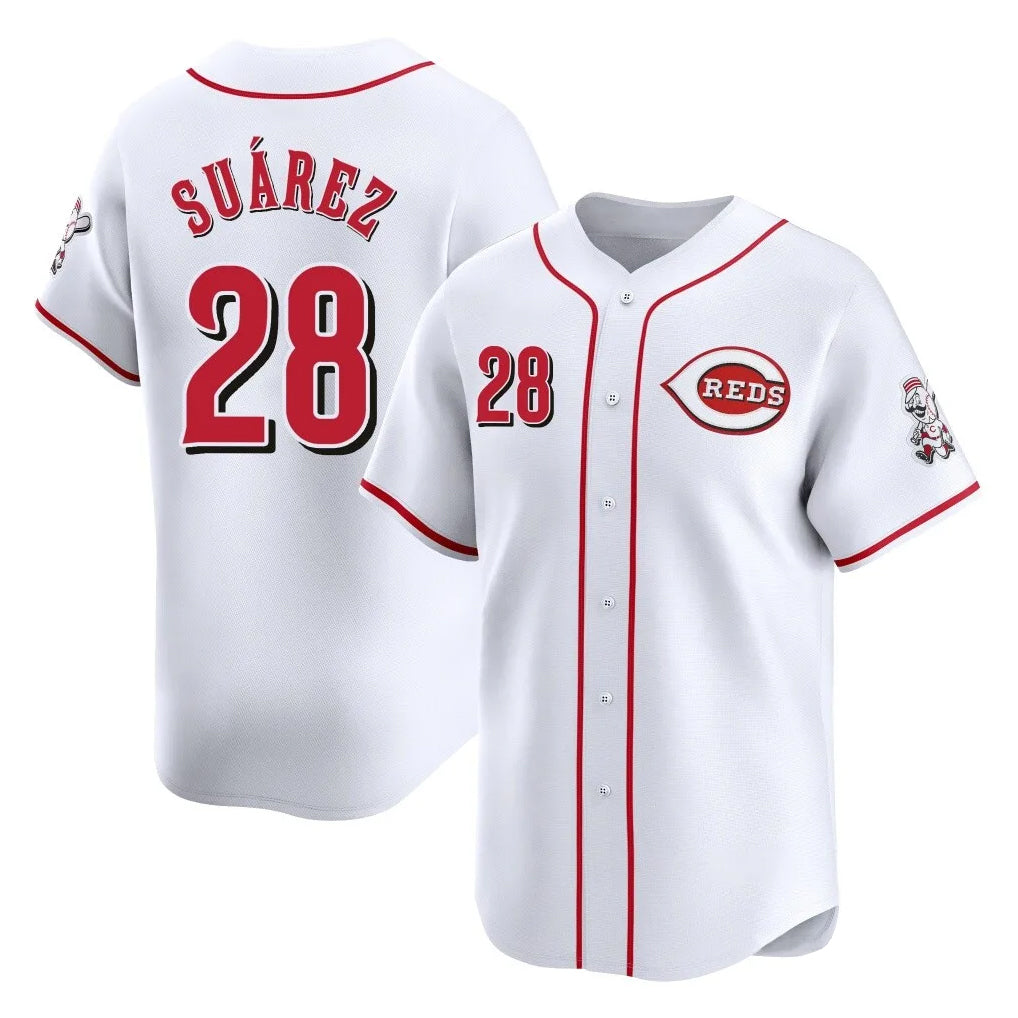 C.Reds #28 Eugenio Su¨¢rez Player White Home Limited Edoa Stitched Jerseys