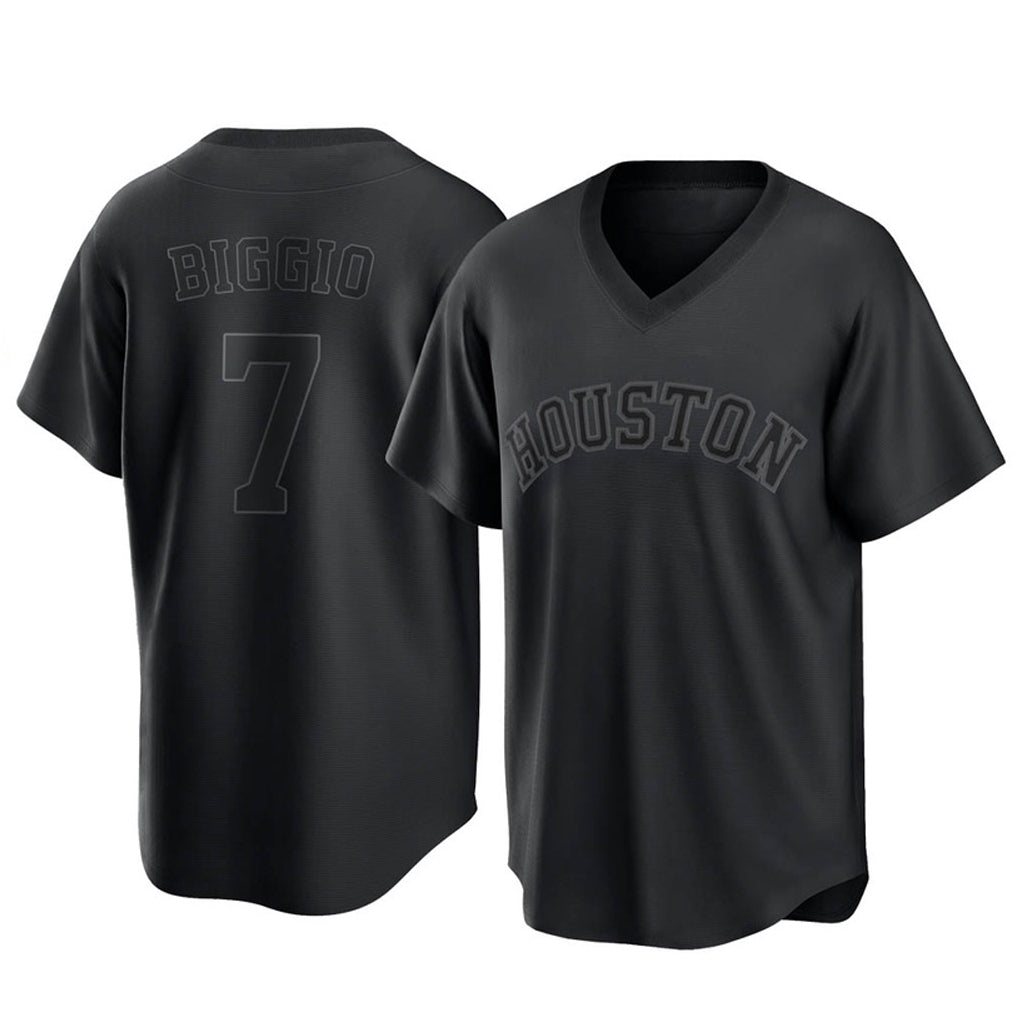 H.Astros #7 Craig Biggio Player Black Fashion T-shirt Home Game Edoa Stitched Jerseys