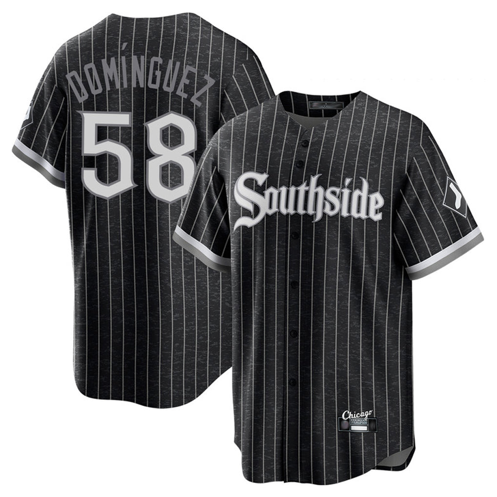 C.White Sox #58 Seranthony Dom¨ªnguez Player Black City Connect Home Game Edoa Stitched Jerseys