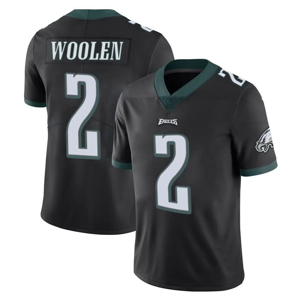 P.Eagles #2 Riq Woolen Player Black Limited Vapor Untouchable Home Game Edoa Stitched Jerseys