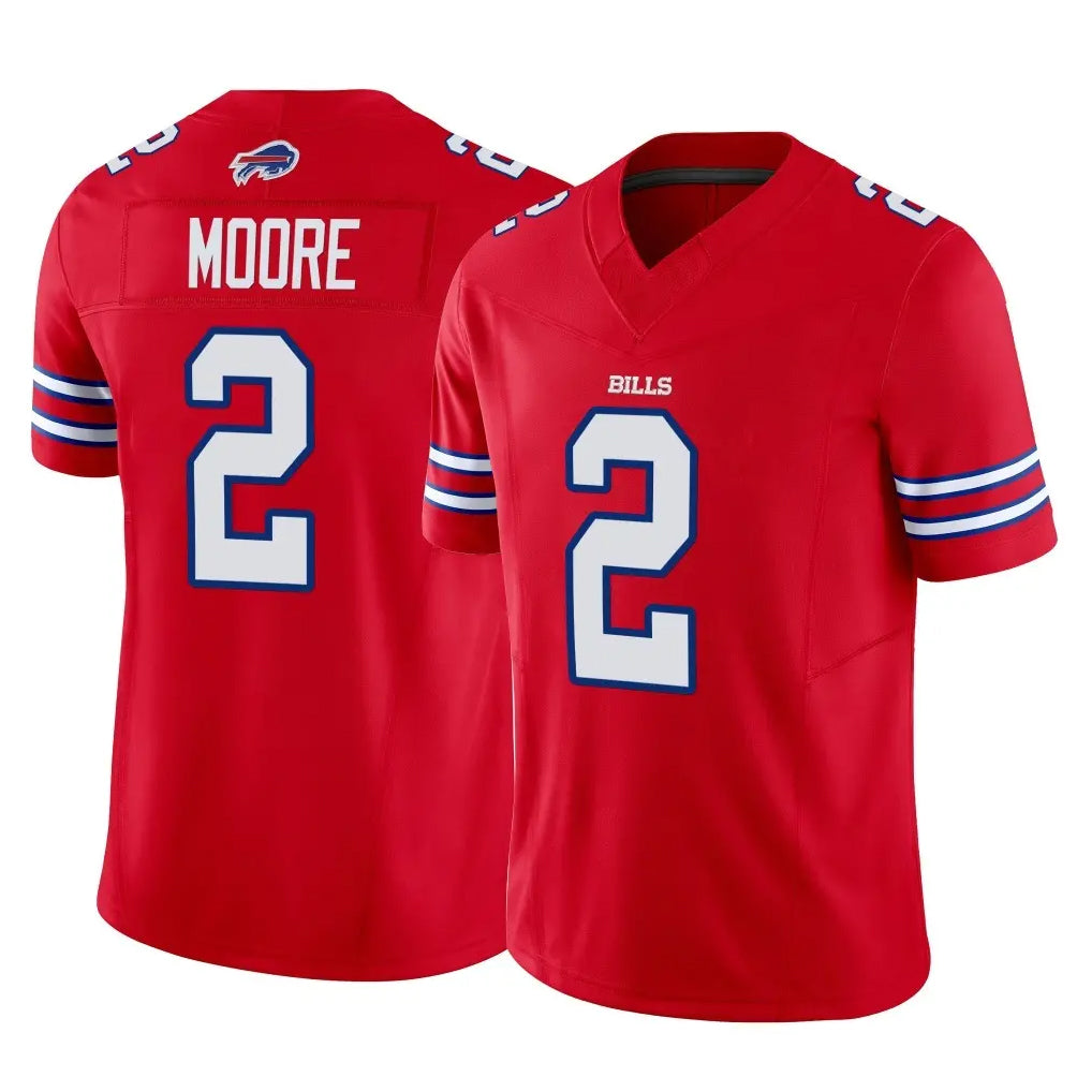 B.Bills #2 DJ Moore Player Red Vapor F.U.S.E. Jersey Limited Home Game Edoa Stitched Jerseys