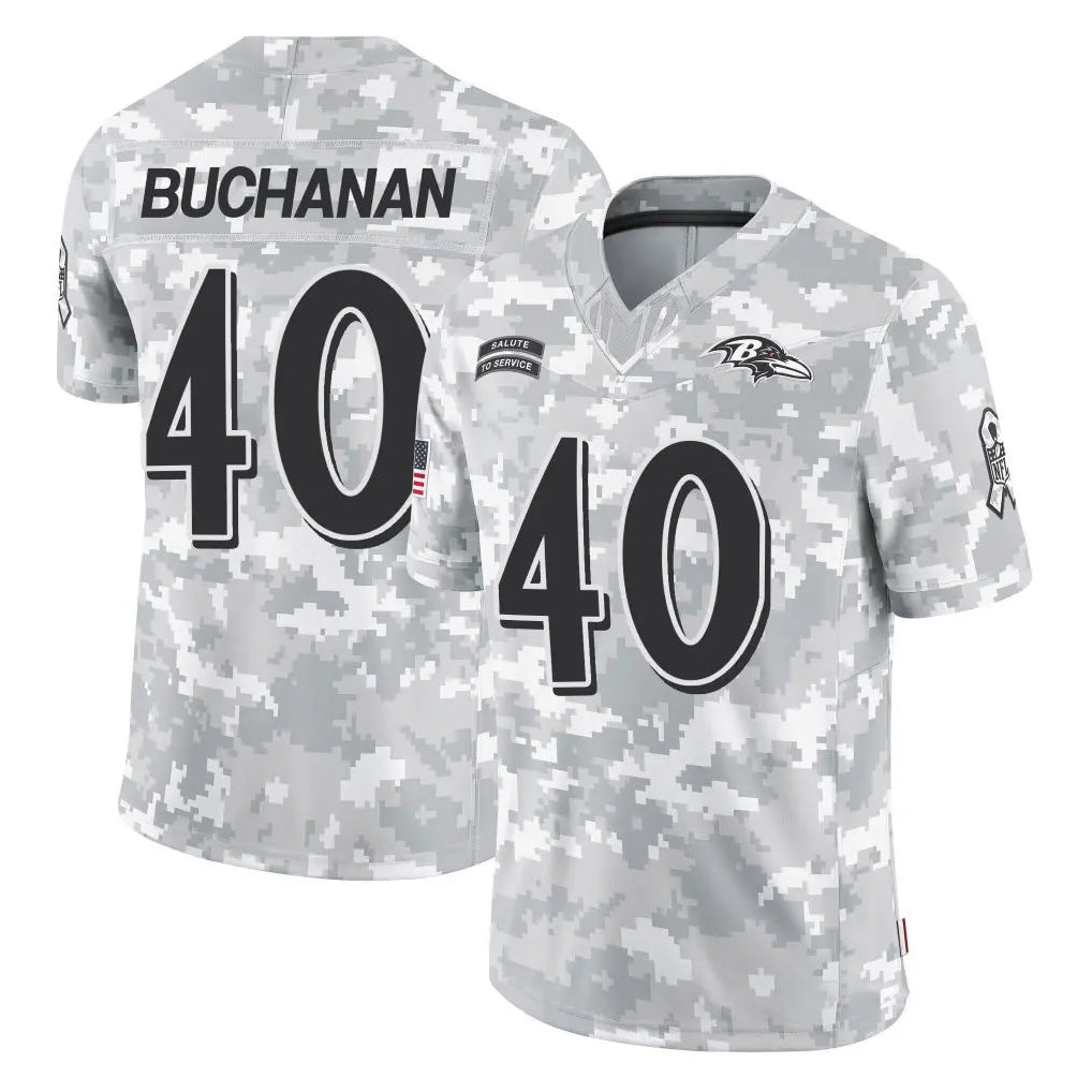 B.Ravens #40 Teddye Buchanan Player Arctic Camo Salute to Service Limited Edoa Stitched Jerseys