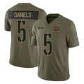 W.Commanders #5 Jayden Daniels Player Olive 2025 Salute To Service Limited Home Game Edoa Stitched Jerseys