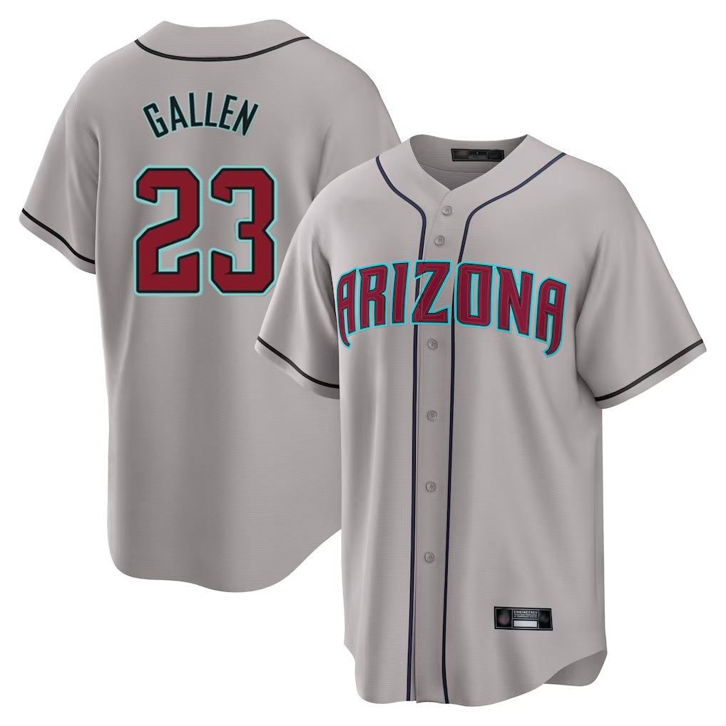 A.Diamondbacks #23 Zac Gallen Player Gray Road Home Game Edoa Stitched Jerseys