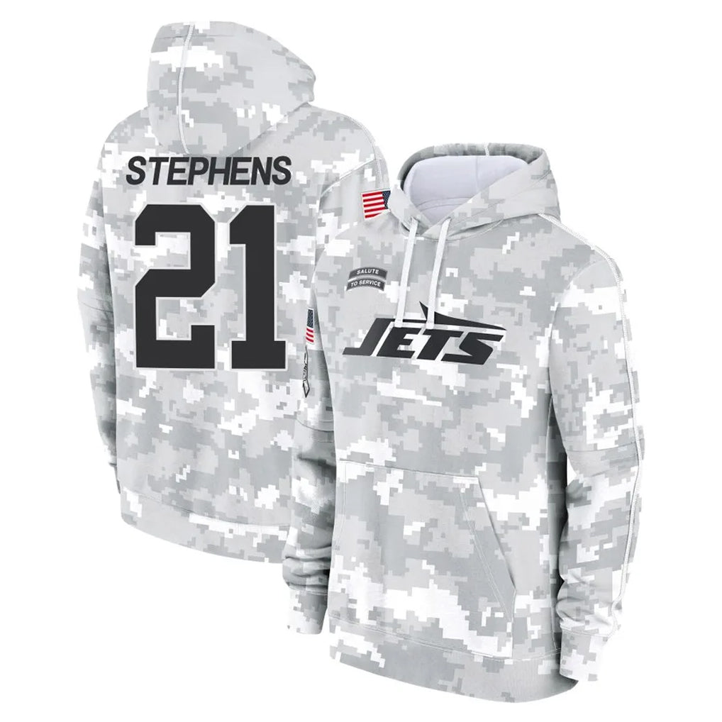 NY.Jets #21 Brandon Stephens Player Arctic Camo Salute to Service Pullover Hoodies Limited Game Edoa Stitched Jerseys