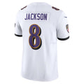 B.Ravens #8 Lamar Jackson Player White Vapor F.U.S.E. Limited Edoa Stitched Jerseys