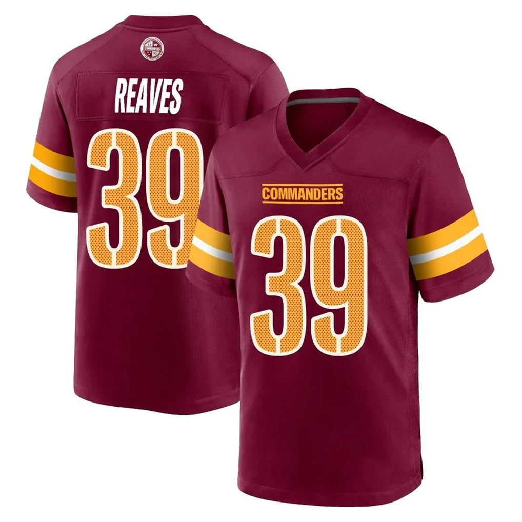 W.Commanders #39 Jeremy Reaves Player Burgundy Home Game Edoa Stitched Jerseys
