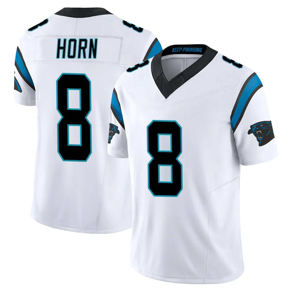 C.Panthers #8 Jaycee Horn Player White Vapor F.U.S.E. Limited Home Game Edoa Stitched Jerseys