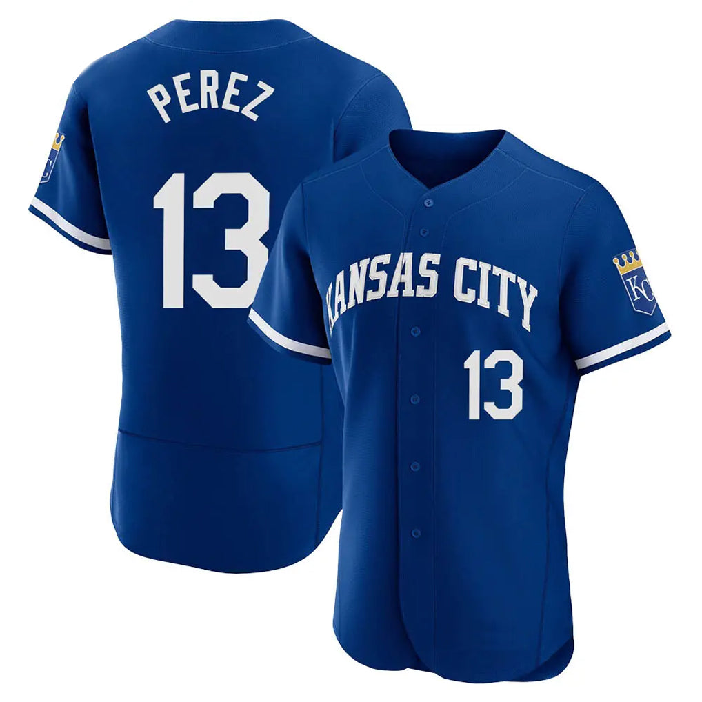 KC.Royals #13 Salvador Perez Player Royal City Connect Limited Elite Home Game Edoa Stitched Jerseys
