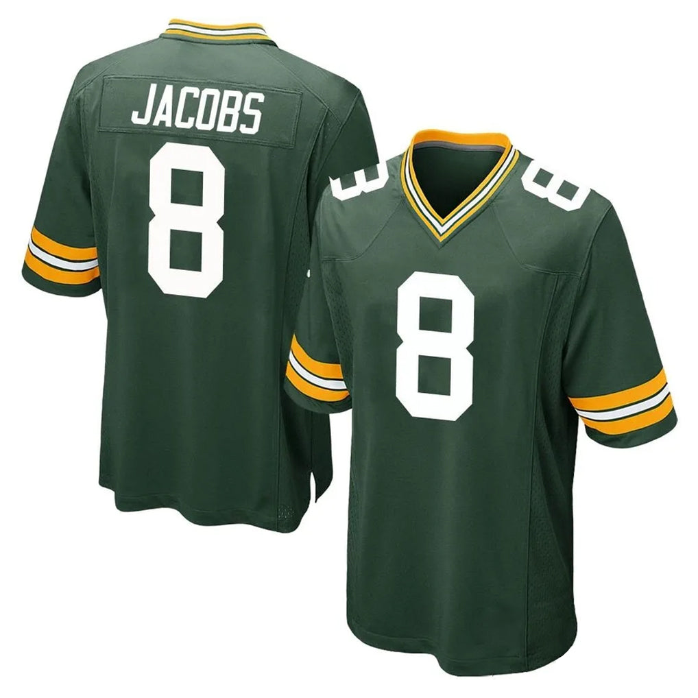 GB.Packers #8 Josh Jacobs Player Green Home Game Edoa Stitched Jerseys