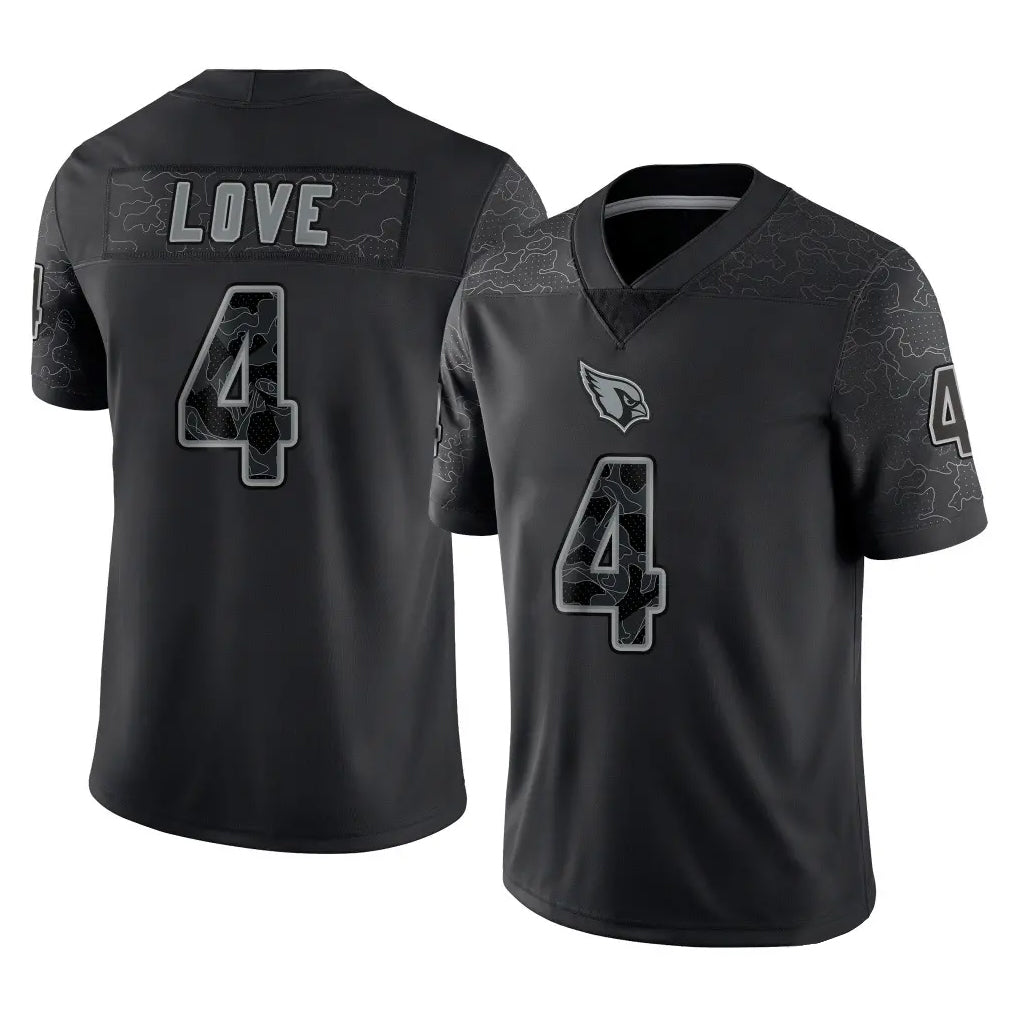 A.Cardinals #4 Jeremiyah Love Player Black RFLCTV Limited Home Game Edoa Stitched Jerseys