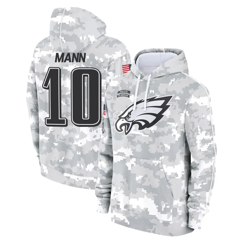 P.Eagles #10 Braden Mann Player Arctic Camo Salute to Service Pullover Hoodies Limited Game Edoa Stitched Jerseys