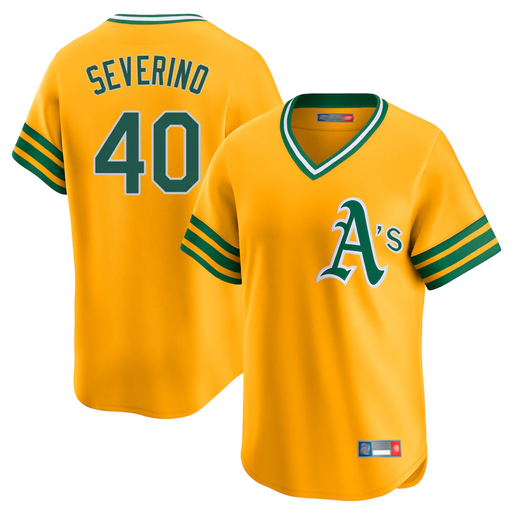 Athletics #40 Luis Severino Player Gold Cooperstown Collection T-shirt Game Edoa Stitched Jerseys