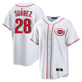 C.Reds #28 Eugenio Su¨¢rez Player White Game Home Edoa Stitched Jerseys