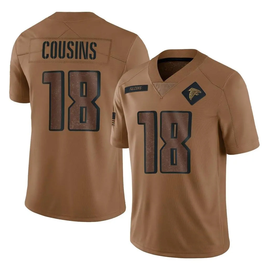 A.Falcons #18 Kirk Cousins Player Brown Salute To Service Limited Edoa Stitched Jerseys