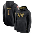 W.Commanders #1 Rachaad White Player Black Salute to Service Performance Pullover Hoodies Home Game Edoa Stitched Jerseys