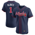 A.Braves #1 Ozzie Albies Player Navy Limited Elite Home Game Edoa Stitched Jerseys