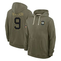 GB.Packers #9 Christian Watson Player Olive Salute to Service Pullover Hoodies Limited Edoa Stitched Jerseys