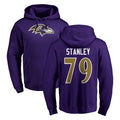 B.Ravens #79 Ronnie Stanley Player Purple Salute to Service Pullover Hoodie Edoa Stitched Jerseys