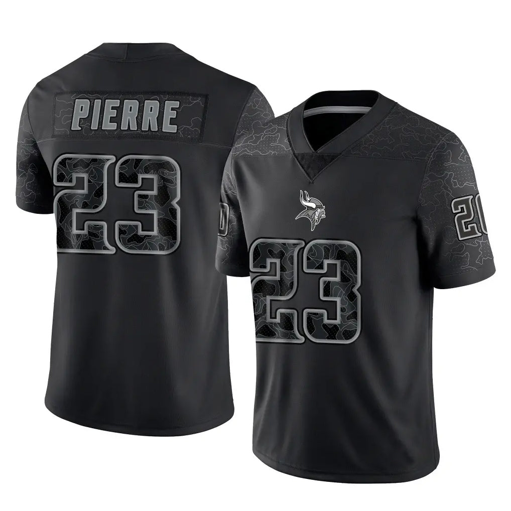M.Vikings #23 James Pierre Player Black Reflective LImited Home Game Edoa Stitched Jerseys