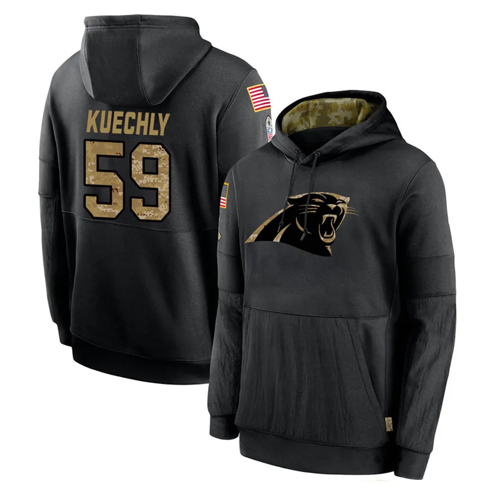C.Panthers #59 Luke Kuechly Player Black Salute to Service Pullover Hoodies Limited Game Edoa Stitched Jerseys