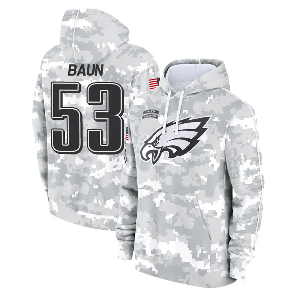 P.Eagles #53 Zack Baun Player Arctic Camo Salute to Service Pullover Hoodies Limited Game Edoa Stitched Jerseys
