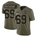 D.Lions #69 Tate Ratledge Player Olive 2025 Salute To Service Limited Home Game Edoa Stitched Jerseys